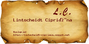 Lintscheidt Cipriána névjegykártya